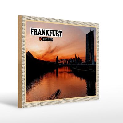 Letrero de madera ciudades Frankfurt Ostende Rin nuevo edificio 40x30cm