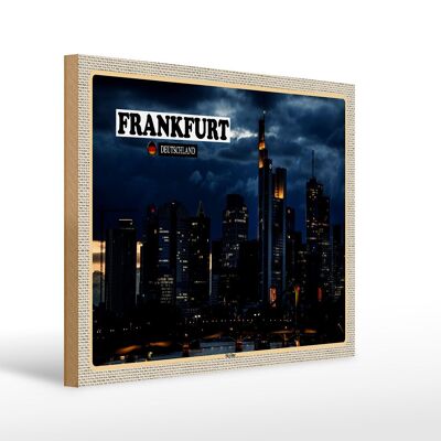 Cartello in legno città grattacieli skyline di Francoforte 40x30 cm
