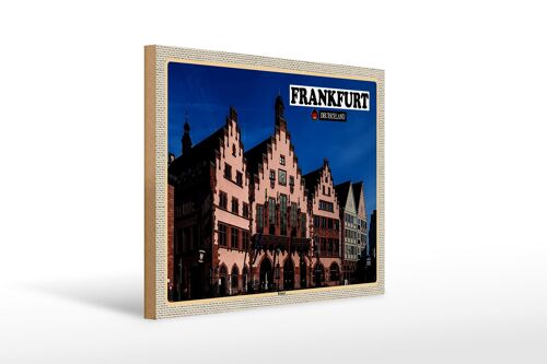 Holzschild Städte Frankfurt Römer Architektur 40x30cm