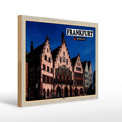 Holzschild Städte Frankfurt Römer Architektur 40x30cm