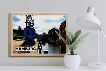 Panneau en bois villes Hambourg rivière Barmbeck 40x30cm cadeau 3