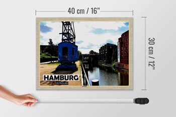 Panneau en bois villes Hambourg rivière Barmbeck 40x30cm cadeau 4