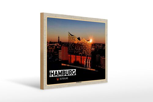 Holzschild Städte Hamburg Elbphilharmonie Architektur 40x30cm
