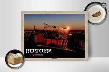 Panneau en bois villes Hambourg Elbphilharmonie architecture 40x30cm 2