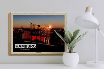 Panneau en bois villes Hambourg Elbphilharmonie architecture 40x30cm 3