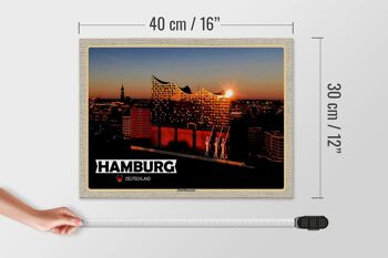 Panneau en bois villes Hambourg Elbphilharmonie architecture 40x30cm 4