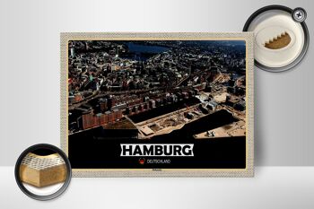 Panneau en bois villes Hambourg Hafencity vue 40x30cm cadeau 2