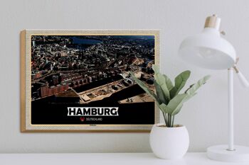 Panneau en bois villes Hambourg Hafencity vue 40x30cm cadeau 3
