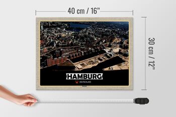 Panneau en bois villes Hambourg Hafencity vue 40x30cm cadeau 4