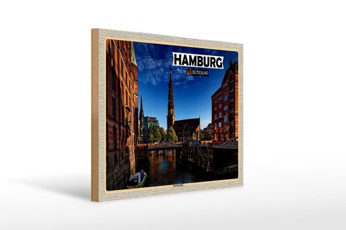 Holzschild Städte Hamburg Speicherstadt Architektur 40x30cm