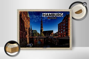 Panneau en bois villes Hambourg Speicherstadt architecture 40x30cm 2