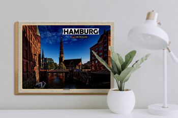 Panneau en bois villes Hambourg Speicherstadt architecture 40x30cm 3