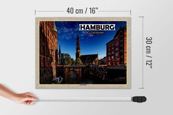 Panneau en bois villes Hambourg Speicherstadt architecture 40x30cm 4