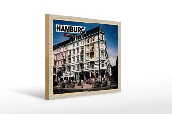 Panneau en bois villes Hambourg Sternschanze vieille ville 40x30cm 1