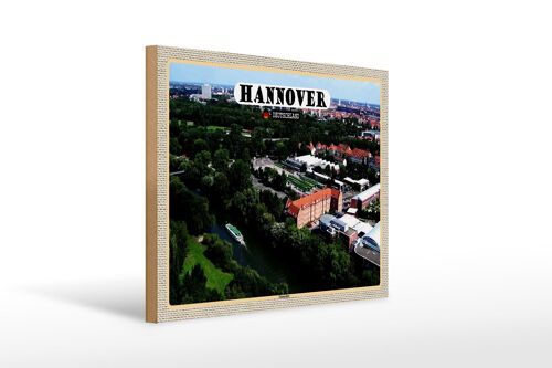 Holzschild Städte Hannover Blick auf Ihmeufer 40x30cm