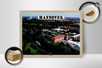 Panneau en bois villes de Hanovre vue d'Ihmeufer 40x30cm 2