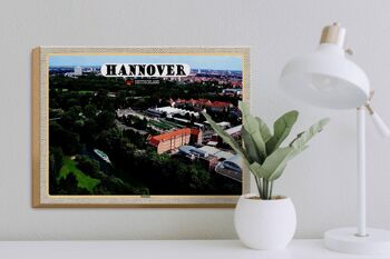 Panneau en bois villes de Hanovre vue d'Ihmeufer 40x30cm 3