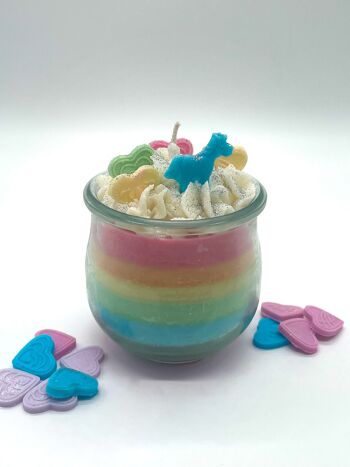 Bougie dessert "Fabulous Rainbow" parfum lilas - bougie parfumée dans un verre - cire de soja 4