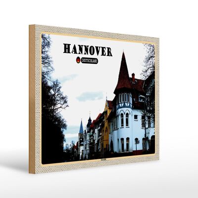 Cartello in legno città Hannover Kleefeld architettura 40x30cm
