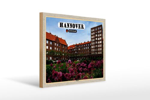 Holzschild Städte Hannover Südstadt Gebäude Natur 40x30cm