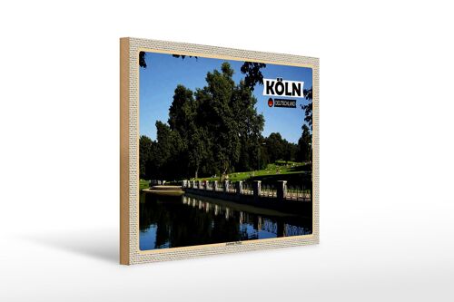 Holzschild Städte Köln Aachener Weiher Park 40x30cm Geschenk