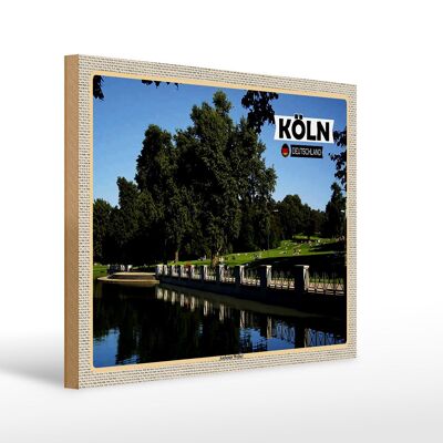 Cartello in legno città Colonia Aachener Weiher Park 40x30 cm regalo