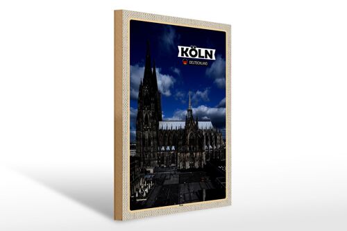 Holzschild Städte Köln Dom Blick auf Domplatz 30x40cm