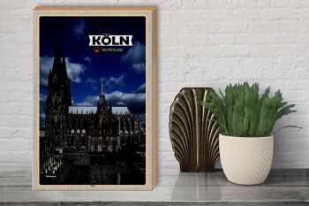 Panneau en bois villes Cathédrale de Cologne vue sur la place de la cathédrale 30x40cm 3
