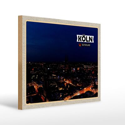 Wooden sign cities Cologne Deutz view of city 40x30cm