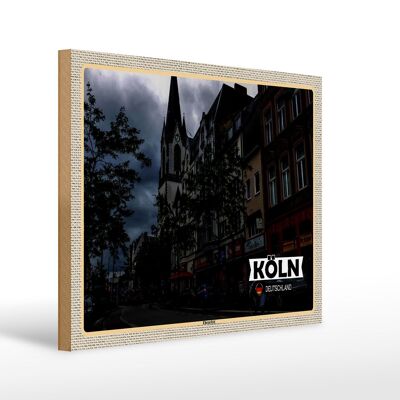 Holzschild Städte Köln Erhrenfeld Stadt Straße 40x30cm