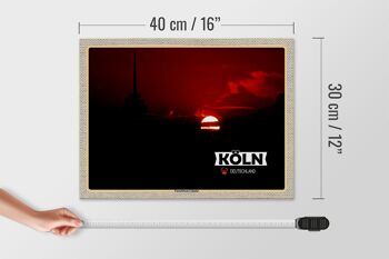 Panneau en bois villes Cologne tour TV Colonius 40x30cm cadeau 4