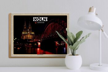 Panneau en bois villes Cologne Pont Hohenzollern Nuit 40x30cm 3