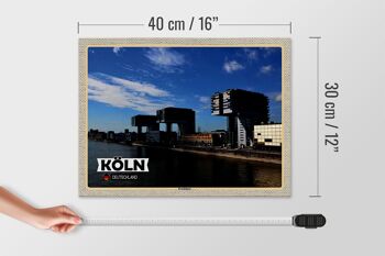 Panneau en bois villes Cologne Kranhäuser Rhin 40x30cm cadeau 4