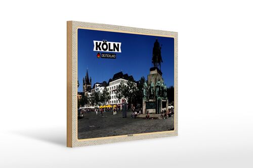 Holzschild Städte Köln Heumarkt Platz Skulptur 40x30cm