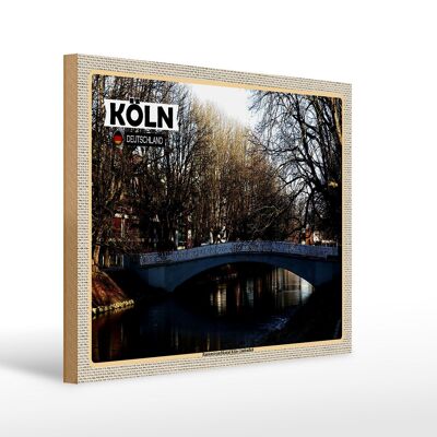 Panneau en bois villes Rautenstrauchkanal Cologne-Lindenthal 40x30cm