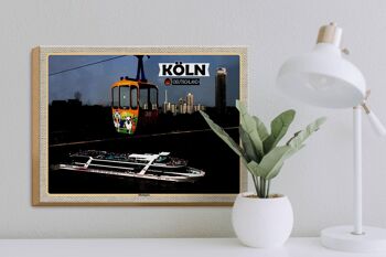 Panneau en bois villes Cologne Rheinpark téléphérique bateau 40x30cm 3