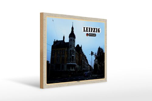 Holzschild Städte Leipzig Leutzsch Gebäude Straße 40x30cm