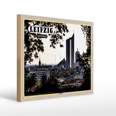 Cartel de madera ciudades Leipzig Fockeberg vista 40x30cm