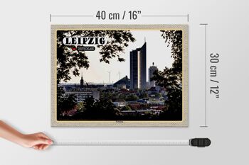 Panneau en bois villes Leipzig vue Fockeberg 40x30cm 4