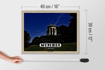 Panneau en bois villes Munich Jardin Anglais 40x30cm cadeau 4