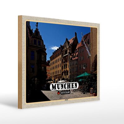 Cartello in legno città Monaco centro storico locanda 40x30 cm regali