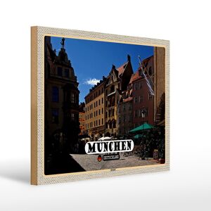 Panneau en bois villes Munich vieille ville auberge 40x30cm cadeaux