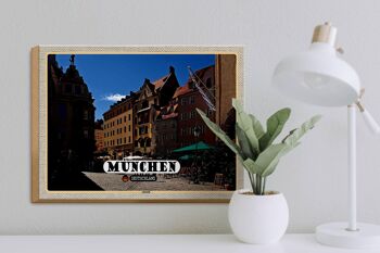 Panneau en bois villes Munich vieille ville auberge 40x30cm cadeaux 3