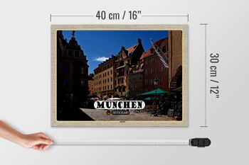 Panneau en bois villes Munich vieille ville auberge 40x30cm cadeaux 4