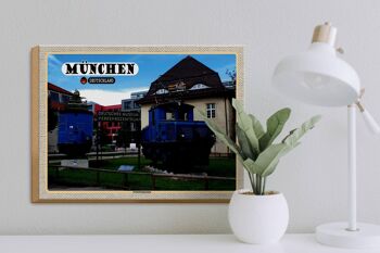 Panneau en bois villes Musée allemand des transports de Munich 40x30cm 3