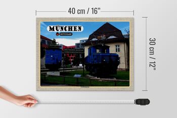 Panneau en bois villes Musée allemand des transports de Munich 40x30cm 4