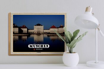 Panneau en bois villes Munich Nymphenburgh architecture 40x30cm 3