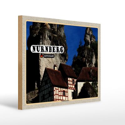 Cartel de madera ciudades Nuremberg Franconia Suiza 40x30cm