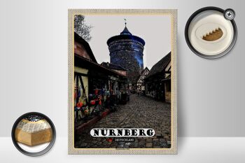 Panneau en bois villes Nuremberg cour artisanale Altstad 30x40cm 2
