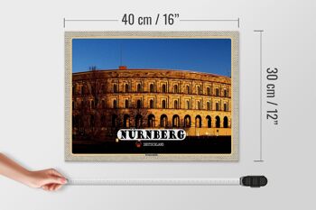 Panneau en bois villes Nuremberg hall des congrès style construction 40x30cm 4